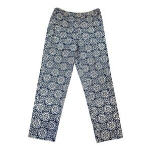 Talbots Stretch‎ Pants Blue White Floral Print Casual Trousers Size 
10